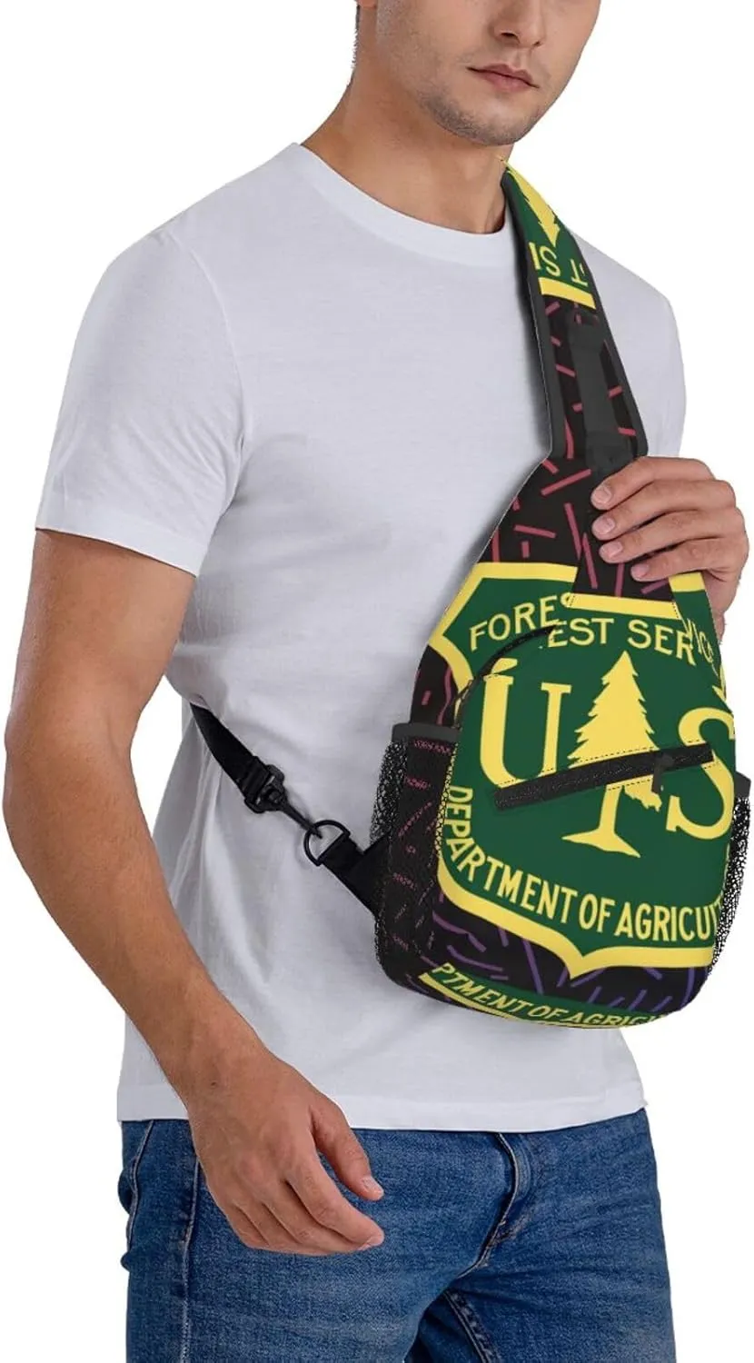 The United States Forest Service Small Crossbody Backpack Sling Bag For Men Women Mini One Shoulder Chest Bags Gym Sport Travel Hiking Daypack