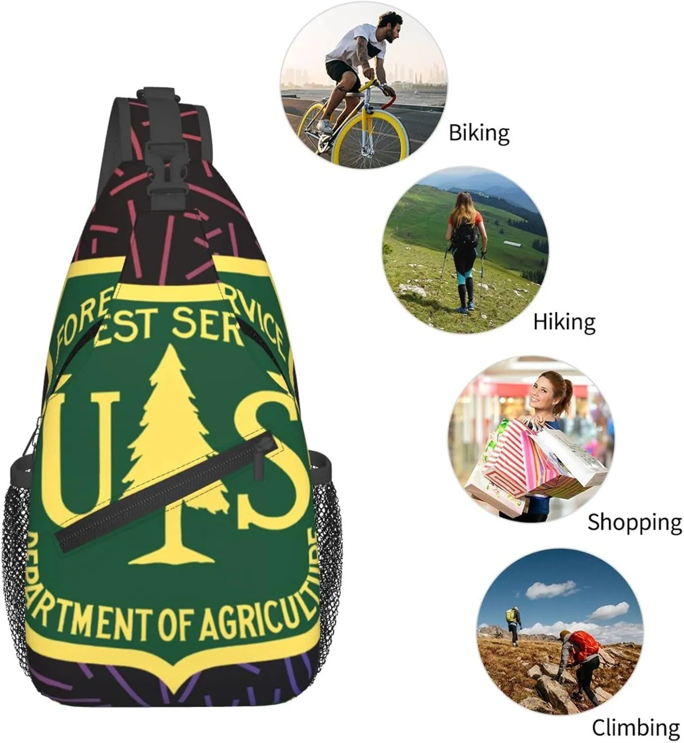 The United States Forest Service Small Crossbody Backpack Sling Bag For Men Women Mini One Shoulder Chest Bags Gym Sport Travel Hiking Daypack