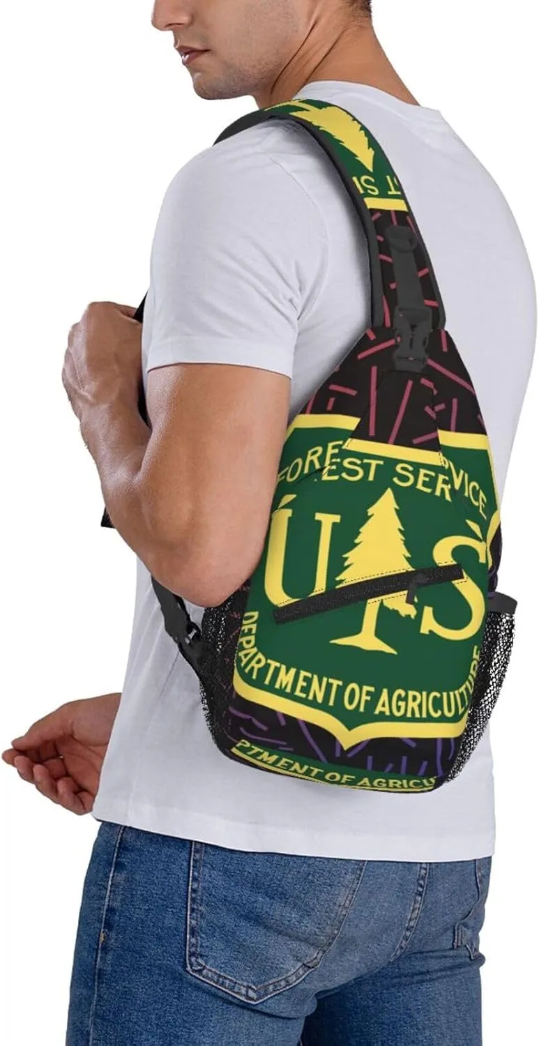 The United States Forest Service Small Crossbody Backpack Sling Bag For Men Women Mini One Shoulder Chest Bags Gym Sport Travel Hiking Daypack