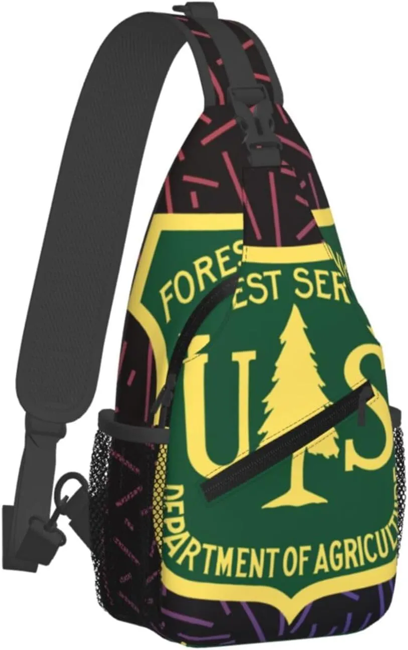 The United States Forest Service Small Crossbody Backpack Sling Bag For Men Women Mini One Shoulder Chest Bags Gym Sport Travel Hiking Daypack