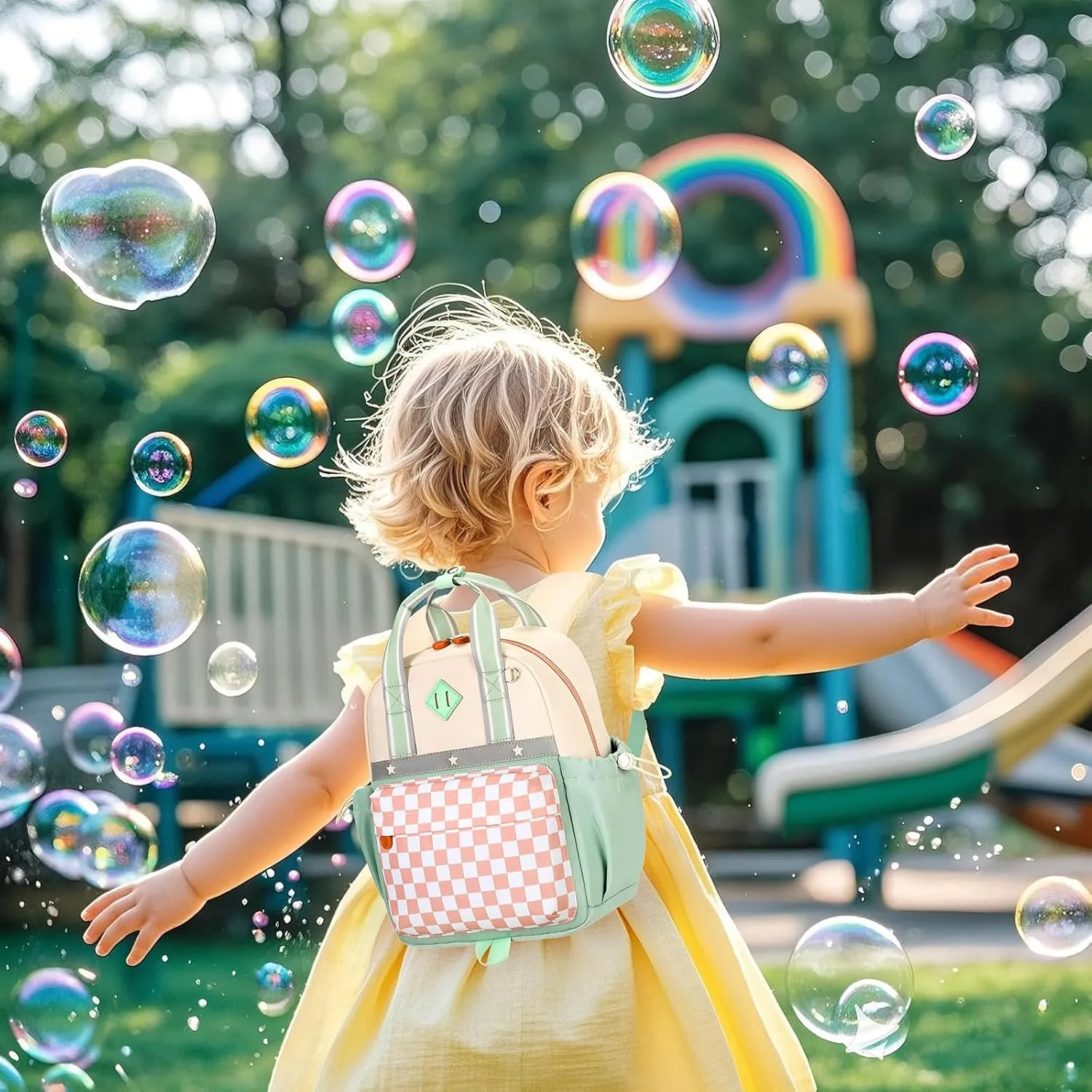 Toddler Backpack for Girls 2-4 Mini Diaper Daycare Bag Preschool Kids Bookbag for Kindergarten Elementary School Travel, Checkerboard