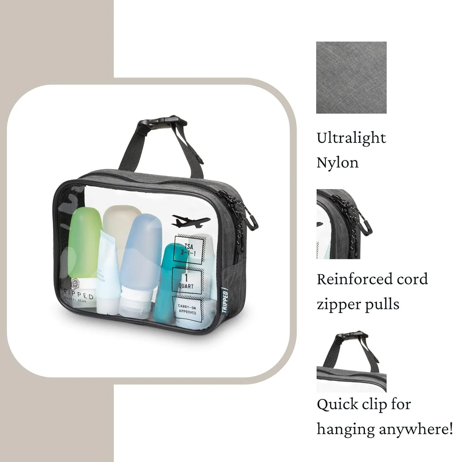 Toiletry Bag Kit Set: Hanging Travel Toiletry Bag   311 TSA Cosmetic Liquid Bag   Ultralight Accessory Organizer Pouch
