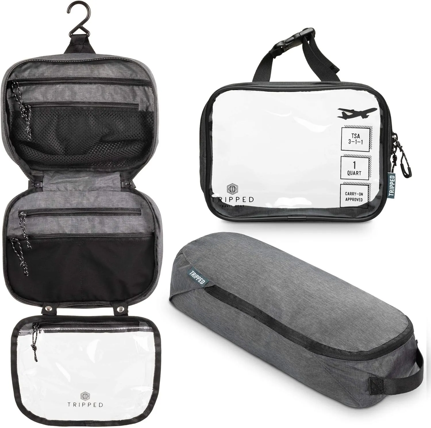 Toiletry Bag Kit Set: Hanging Travel Toiletry Bag   311 TSA Cosmetic Liquid Bag   Ultralight Accessory Organizer Pouch
