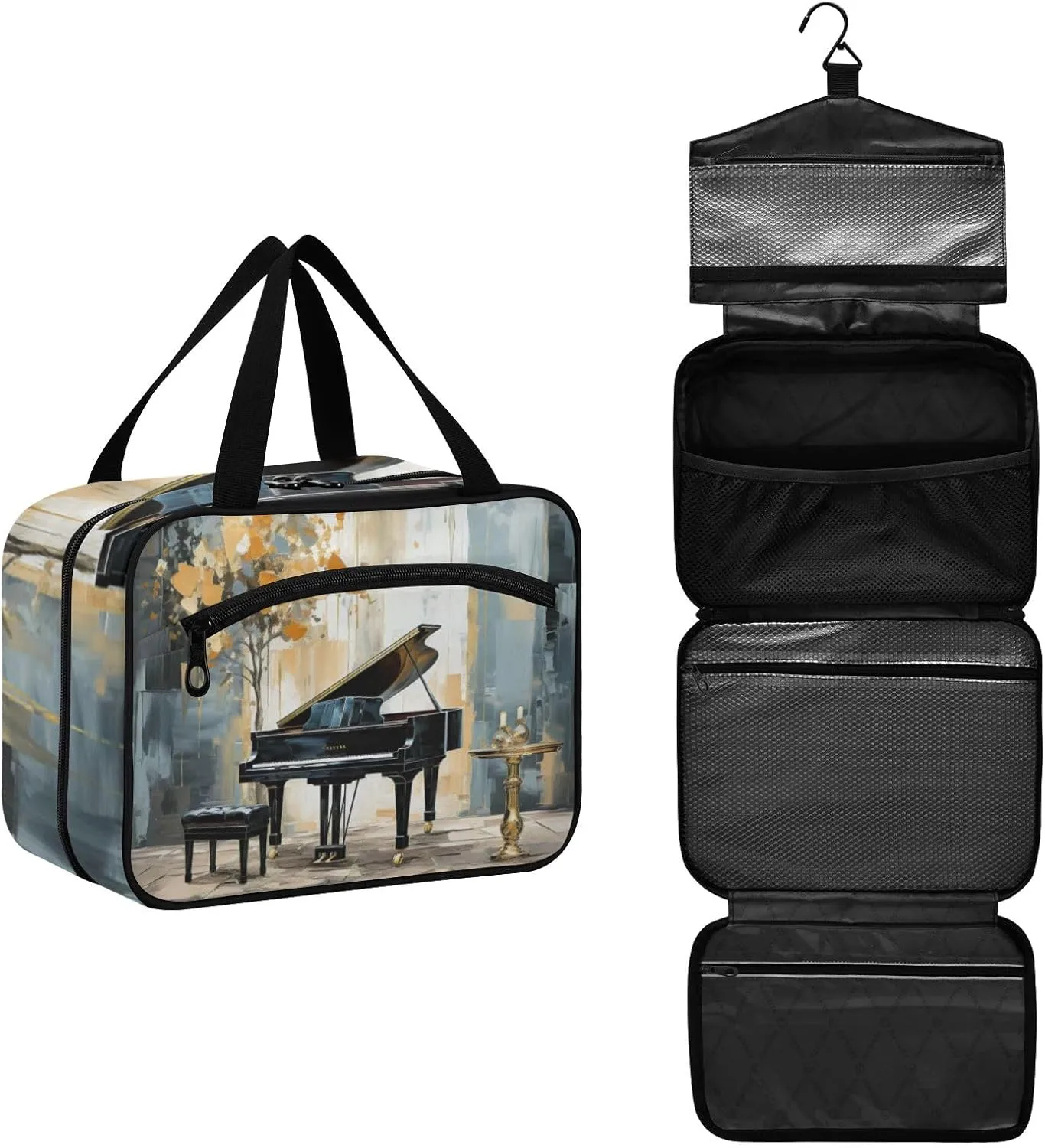 Toiletry Bag Piano on The Stage Hanging Makeup Organizer Water Resistant Cosmetic Bag