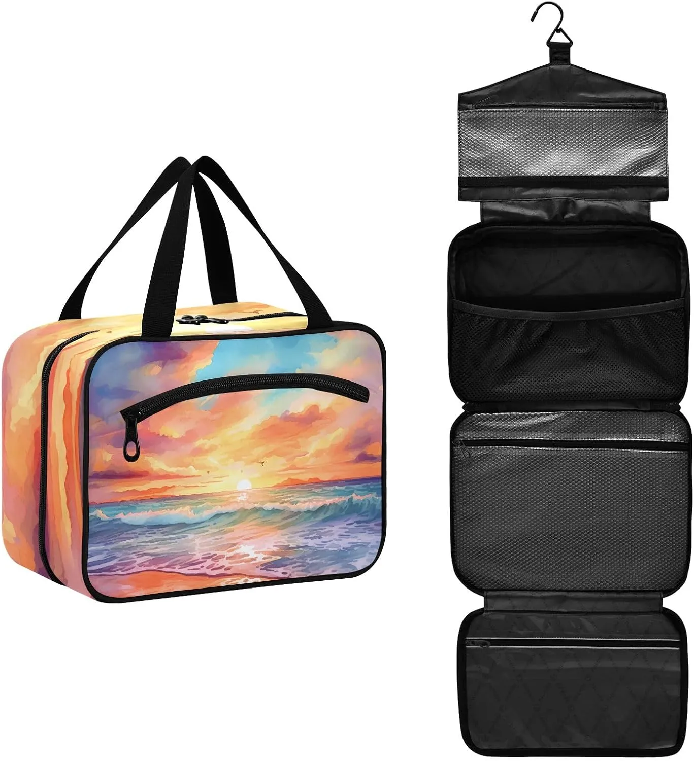 Toiletry Bag Sunrise at Seaside Hanging Makeup Organizer Water Resistant Cosmetic Bag