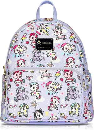Tokidoki Mini Backpack Purse for Women,Waterproof Backpack Bag PU Leather, Double Strap Shoulder Bag small size,Trendy Daily Backpack Lightweight, Black(purple)