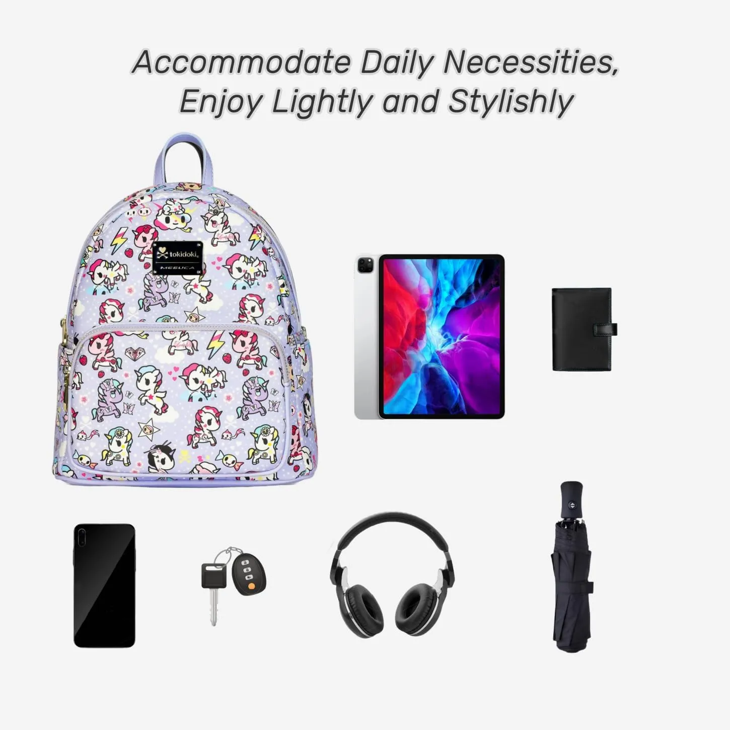 Tokidoki Mini Backpack Purse for Women,Waterproof Backpack Bag PU Leather, Double Strap Shoulder Bag small size,Trendy Daily Backpack Lightweight, Black(purple)
