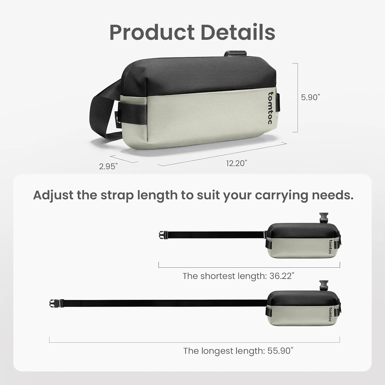 tomtoc Compact EDC Sling Bag, Chest Shoulder Crossbody Sling Daypack for Men Women, Water-resistant Lightweight Everyday Carry Casual Pack for Nintendo Switch 2, Tactical, Travel, Work, Gym, Sport