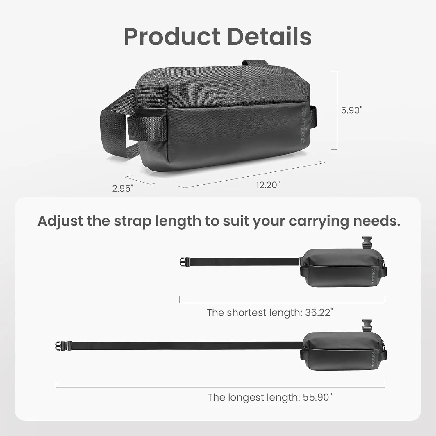tomtoc Compact EDC Sling Bag, Chest Shoulder Crossbody Sling Daypack for Men Women, Water-resistant Lightweight Everyday Carry Casual Pack for Nintendo Switch 2, Tactical, Travel, Work, Gym, Sport