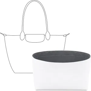 Tote Bag Organizer Insert for Longchamp Le Pliage Original L Tote Bag,Custom Fit Inside Premium Slate Gray Large Lightweight WaterResistant Purse Insert with Cup Holder Accessories