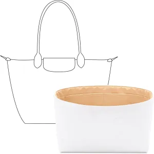 Tote Bag Organizer Insert for Longchamp Le Pliage Original L Tote Bag,Custom Fit Inside Premium Vanile Lightweight WaterResistant Purse Insert with Cup Holder Accessories