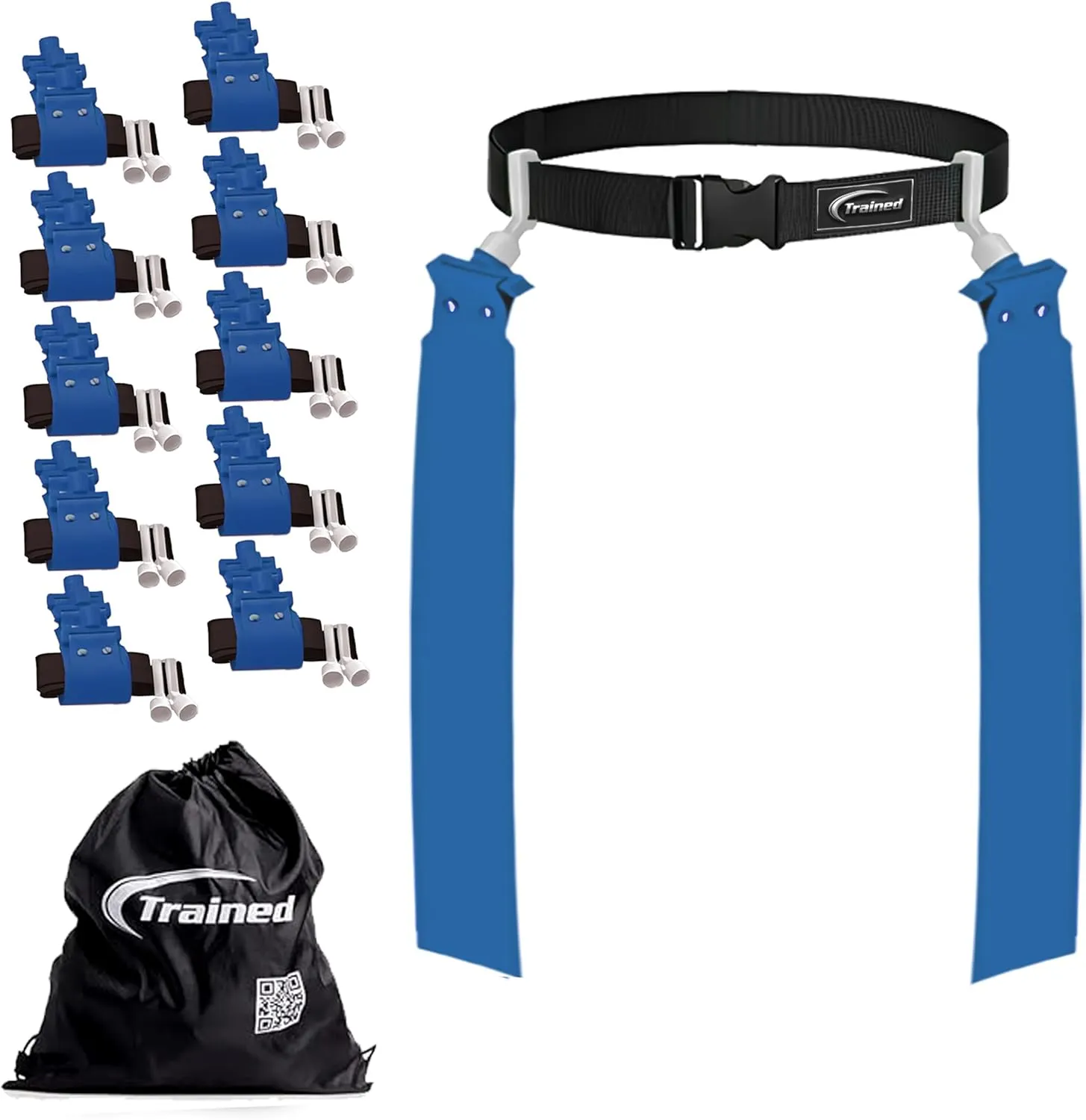 Trained 10 Man Flag Football Belts, 10 Player Adjustable Flag Football Set for Sports Teams, Training & Competition