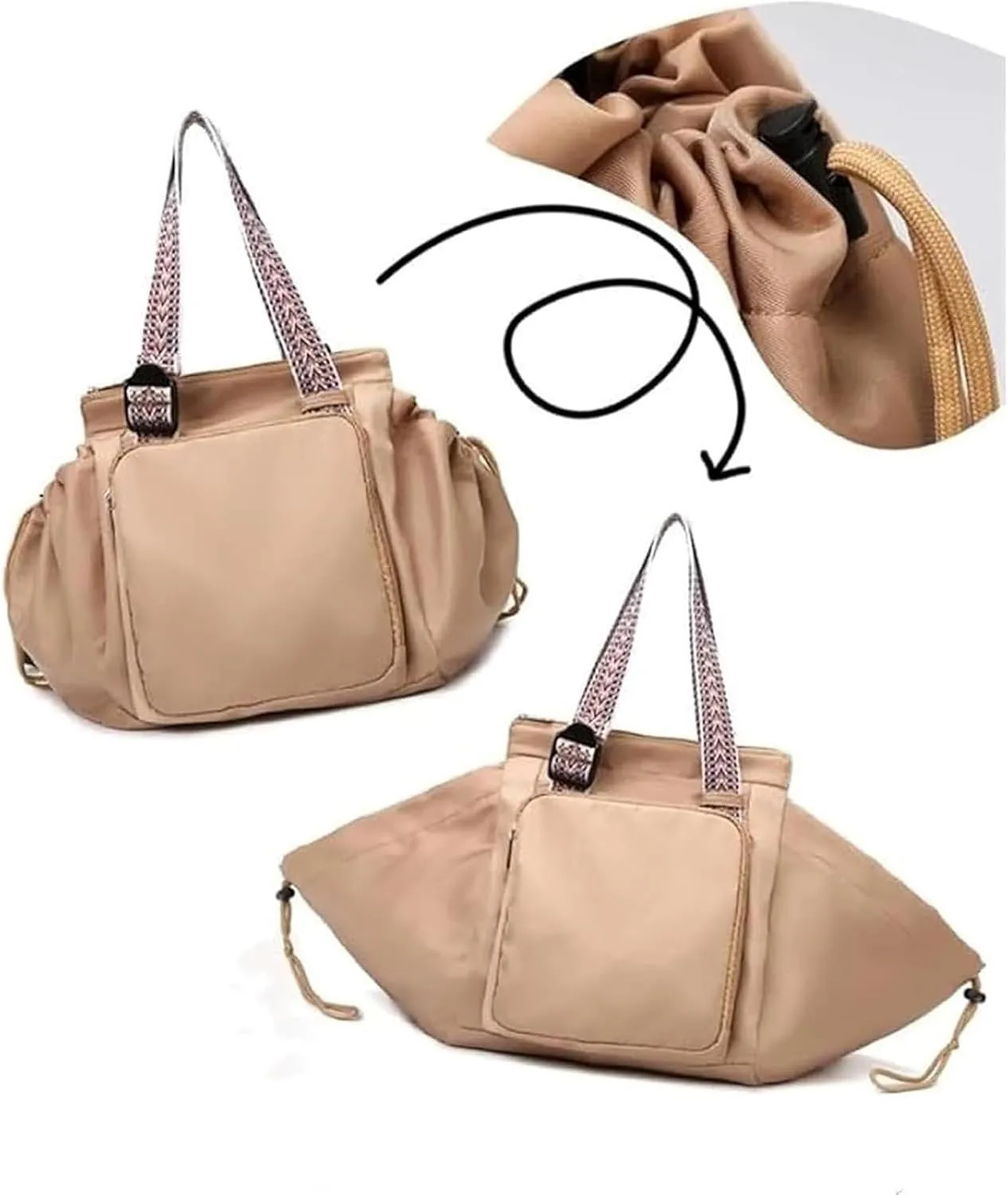 Transformable Cradle Bag Travel Storage Bag, Versatile Large Capability Travel Bag, Storage Duffel Bag with Handles (Khaki)