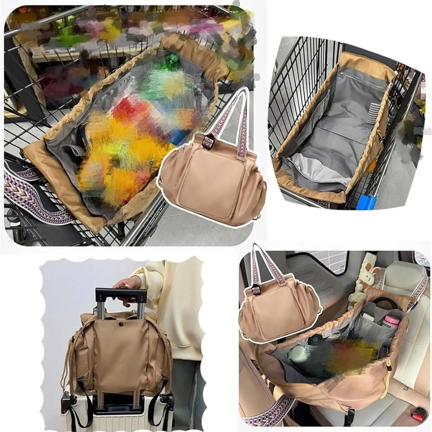 Transformable Cradle Bag Travel Storage Bag, Versatile Large Capability Travel Bag, Storage Duffel Bag with Handles (Khaki)