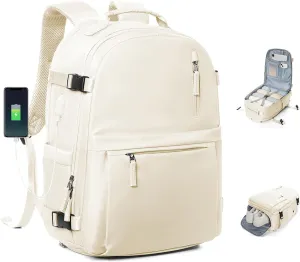 Travel Backpack for Men Women,Carry-on Backpack Bag Luggage Business Laptop Backpack Flight Approved College Backpack Personal Item Travel Bag Rucksack Casual Daypack for Business Weekend Hiking Beige