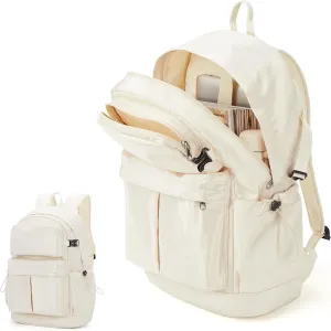 Travel Backpack For Women Men Airline Approved Carry On Backpack Waterproof Laptop backpack 15.6 Inch Lightweight Work College Backpack(Beige)