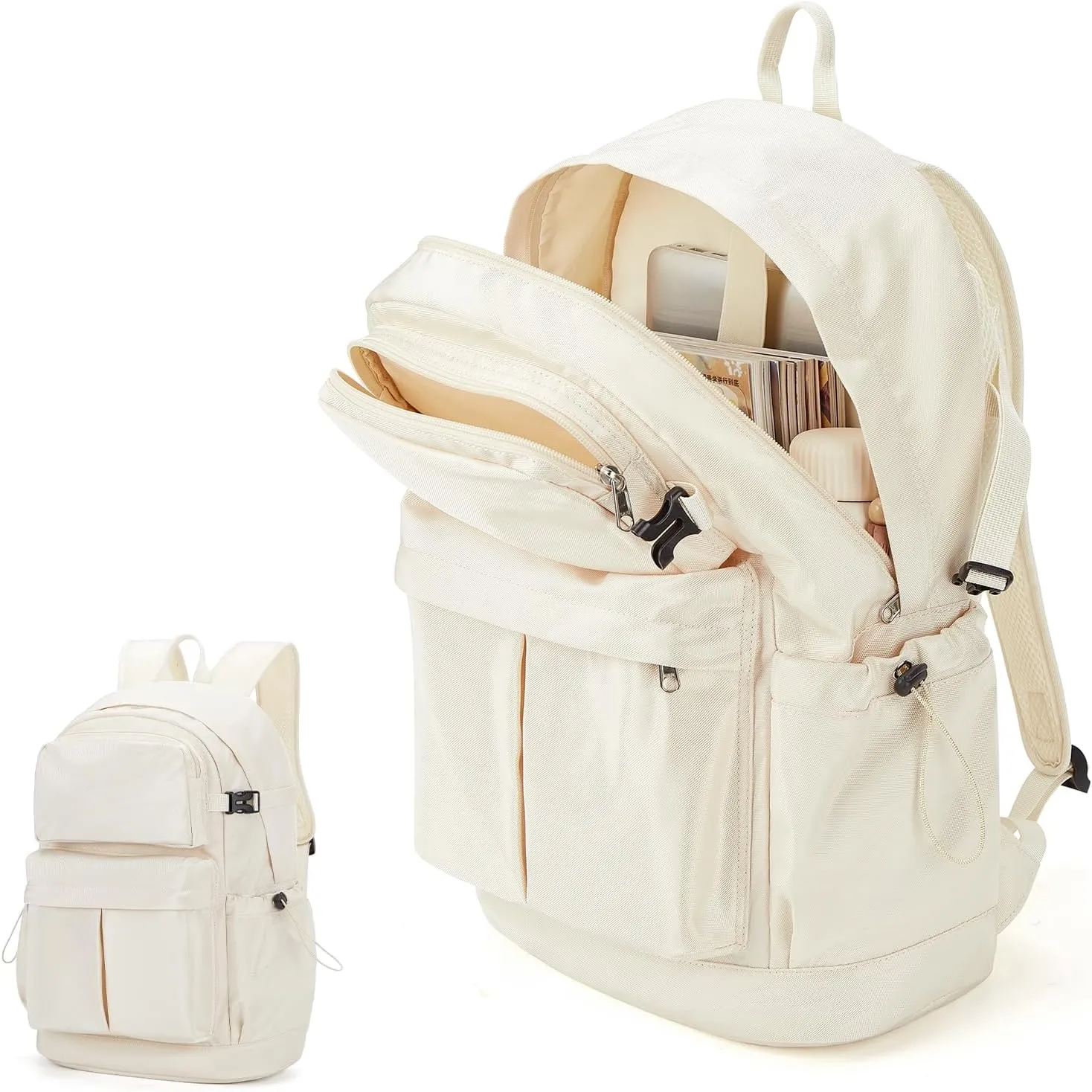 Travel Backpack For Women Men Airline Approved Carry On Backpack Waterproof Laptop backpack 15.6 Inch Lightweight Work College Backpack(Beige)