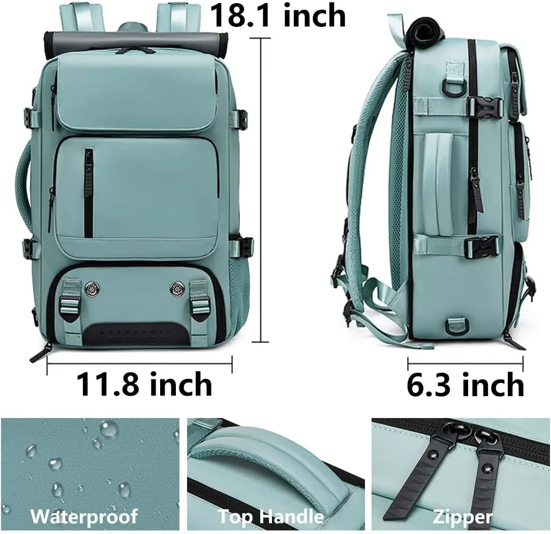 Travel Backpack for Women Men Carry On Backpack fits 16” Laptop Waterproof Convertible Backpack with Shoe Compartment (Beige)