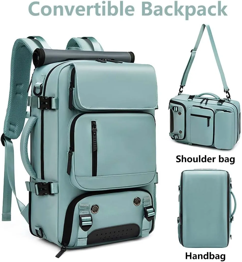 Travel Backpack for Women Men Carry On Backpack fits 16” Laptop Waterproof Convertible Backpack with Shoe Compartment (Beige)