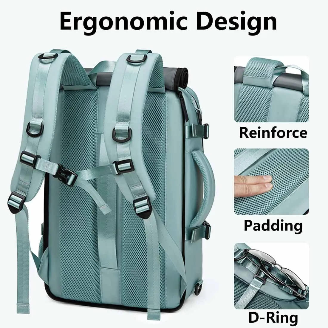 Travel Backpack for Women Men Carry On Backpack fits 16” Laptop Waterproof Convertible Backpack with Shoe Compartment (Beige)