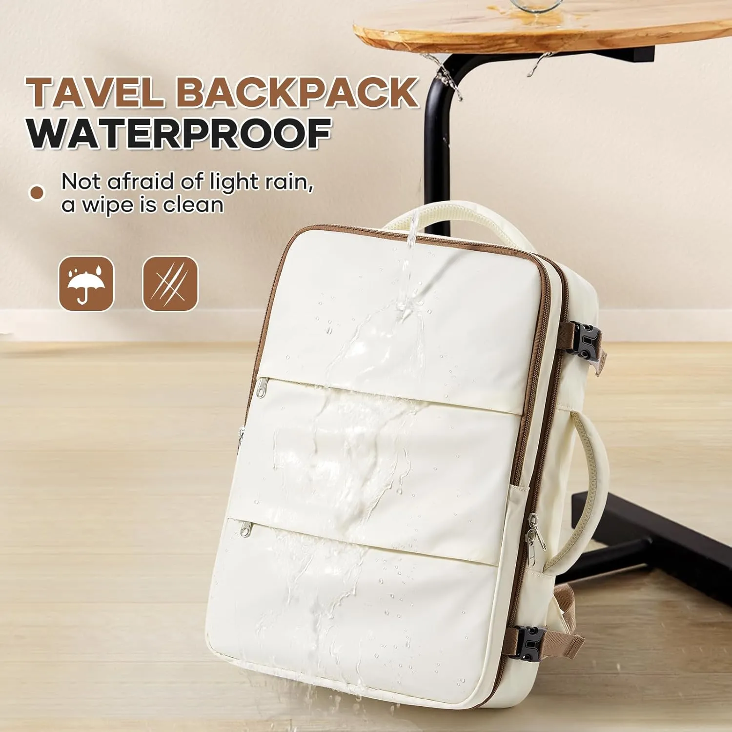 Travel Backpack For Women Men Carry on Backpack Luggage Flight Approved Personal item Travel Bag Essentials Mochila de viaje Laptop College Backpack Beige Brown