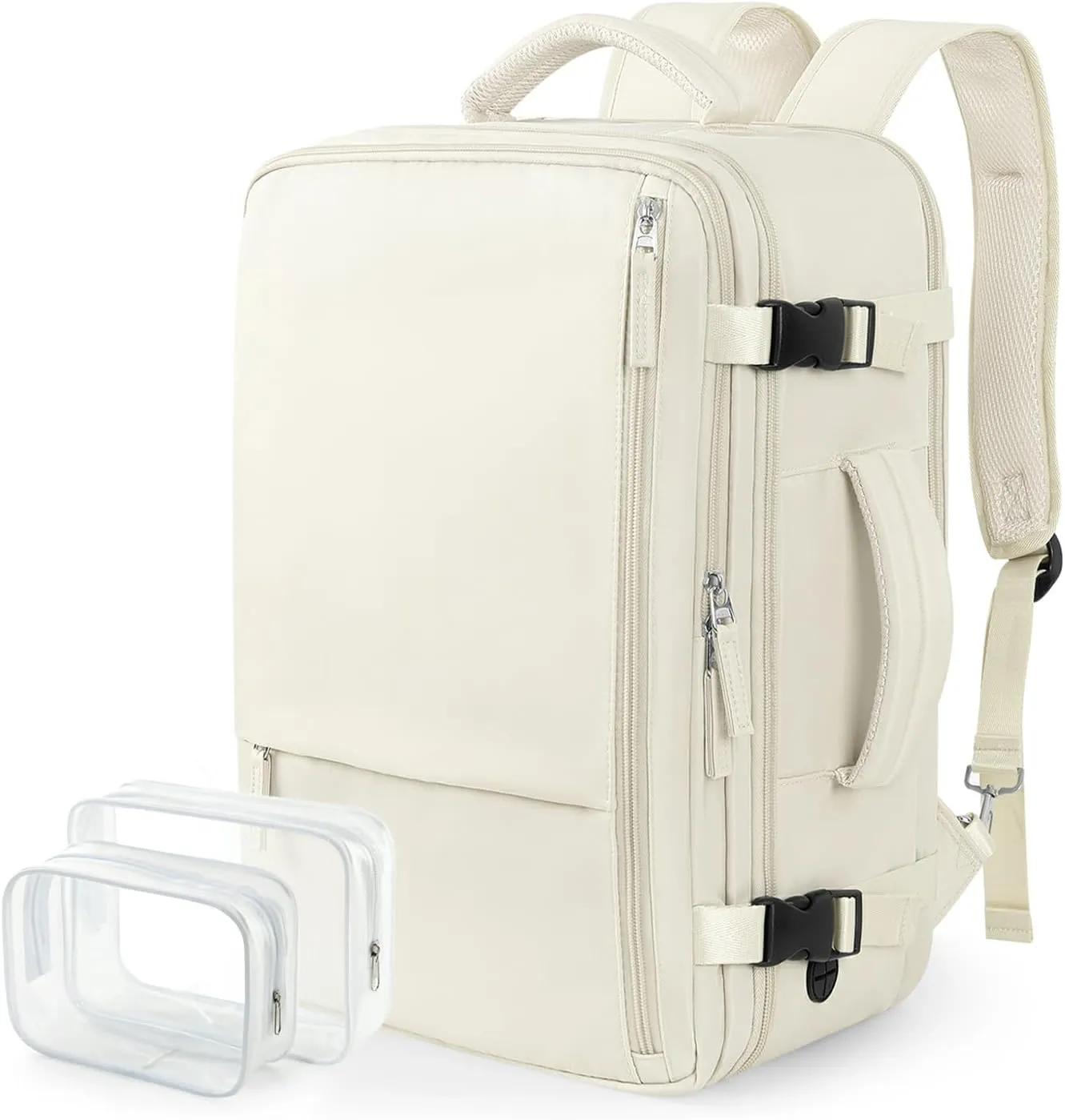 Travel Backpack for Women Men, Carry On Backpacks Personal Item Bag, TSA 17 Inch Laptop Bags, Waterproof Backpack Flight Approved, Nurse Bag Casual Daypack for School, Business, College, Beige
