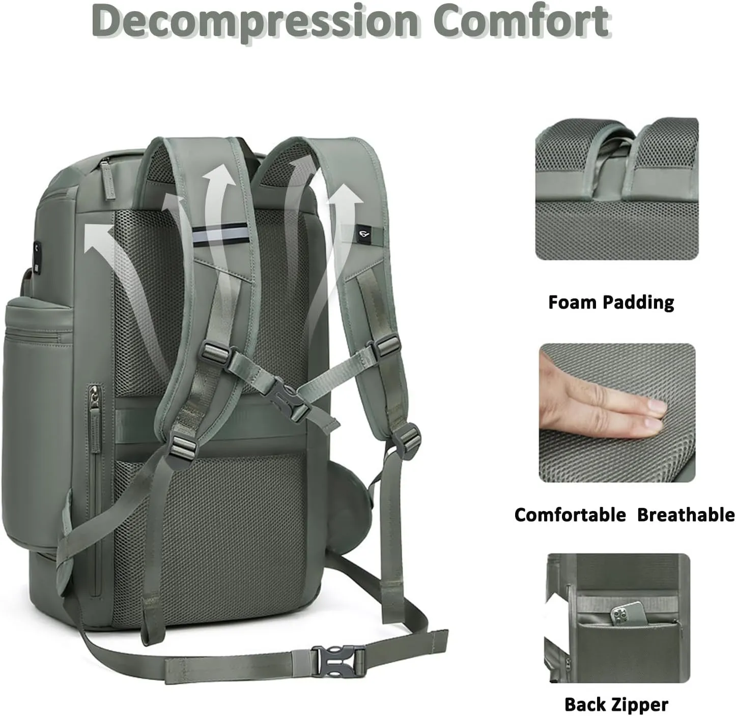 Travel Backpack Women Men Waterproof Outdoor Sports Backpack Large Hiking Backpack Laptop Backpack 50L Large Capacity Trekking Outdoor Activity Bag Green