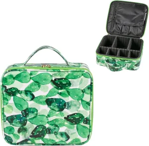 Travel Makeup Train Case Cactus Make Up Cosmetic Organizer Bag Makeup Tool Storage with Adjustable Compartments for Women Makeup Brush Toiletry Jewelry Digital Accessories