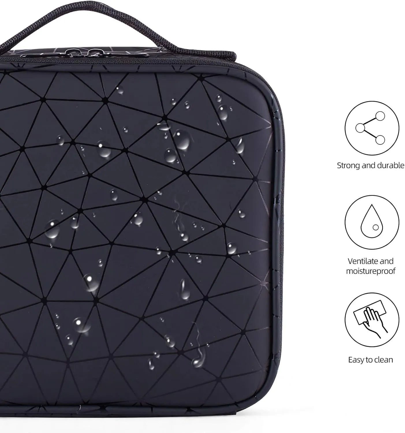 Travel Makeup Train Case Make Up Cosmetic Organizer Bag Makeup Tool Storage with Adjustable Compartments for Women Makeup Brush Toiletry Jewelry Digital Accessories