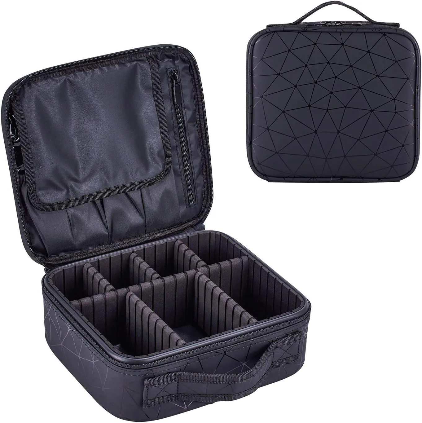 Travel Makeup Train Case Make Up Cosmetic Organizer Bag Makeup Tool Storage with Adjustable Compartments for Women Makeup Brush Toiletry Jewelry Digital Accessories