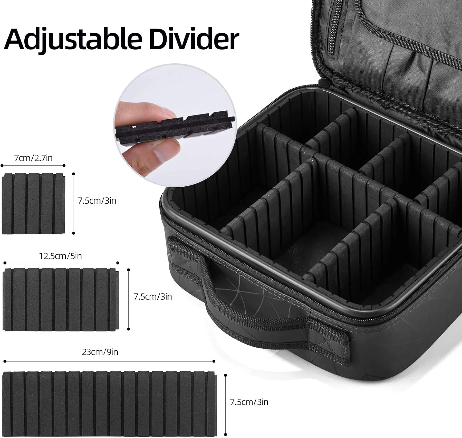 Travel Makeup Train Case Make Up Cosmetic Organizer Bag Makeup Tool Storage with Adjustable Compartments for Women Makeup Brush Toiletry Jewelry Digital Accessories