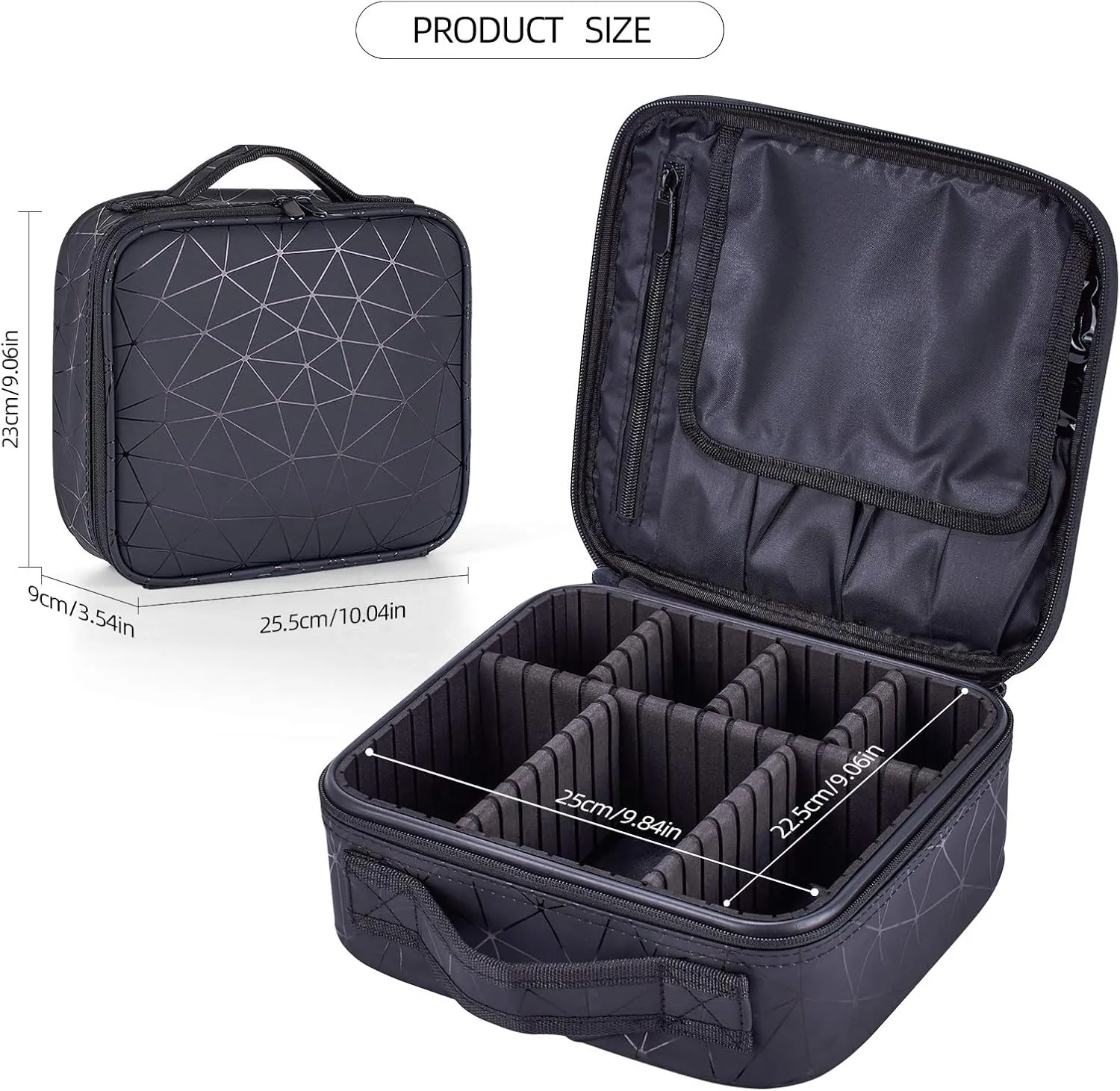 Travel Makeup Train Case Make Up Cosmetic Organizer Bag Makeup Tool Storage with Adjustable Compartments for Women Makeup Brush Toiletry Jewelry Digital Accessories