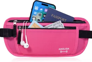 Travel Money Belt - Slim Passport Holder Travel Wallet with RFID Blocking Travel Pouch Undercover Fanny Pack for Women