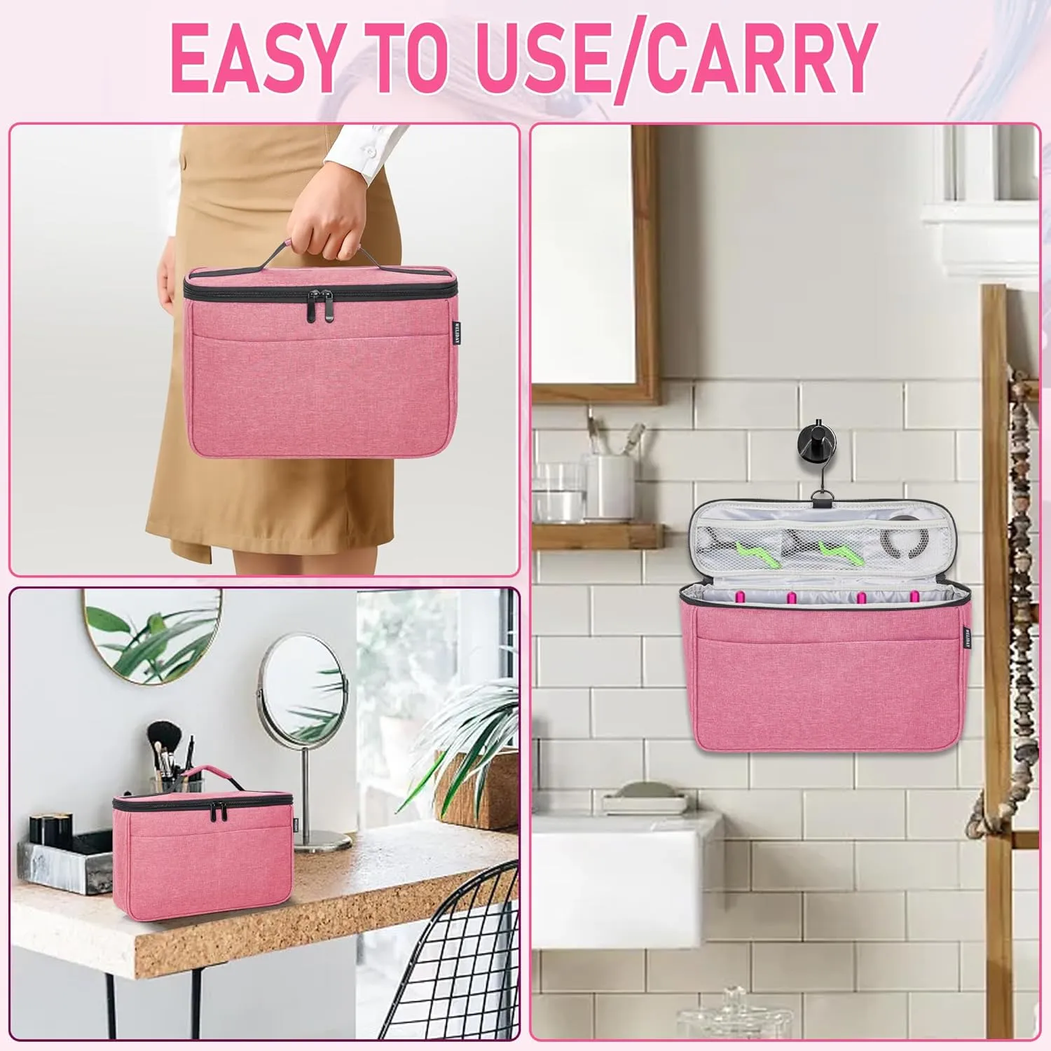 Travel Storage Bag Compatible with Dyson Airwrap Styler, Portable Travel Organizer for Hair Curler and Attachment with Multi-pockets