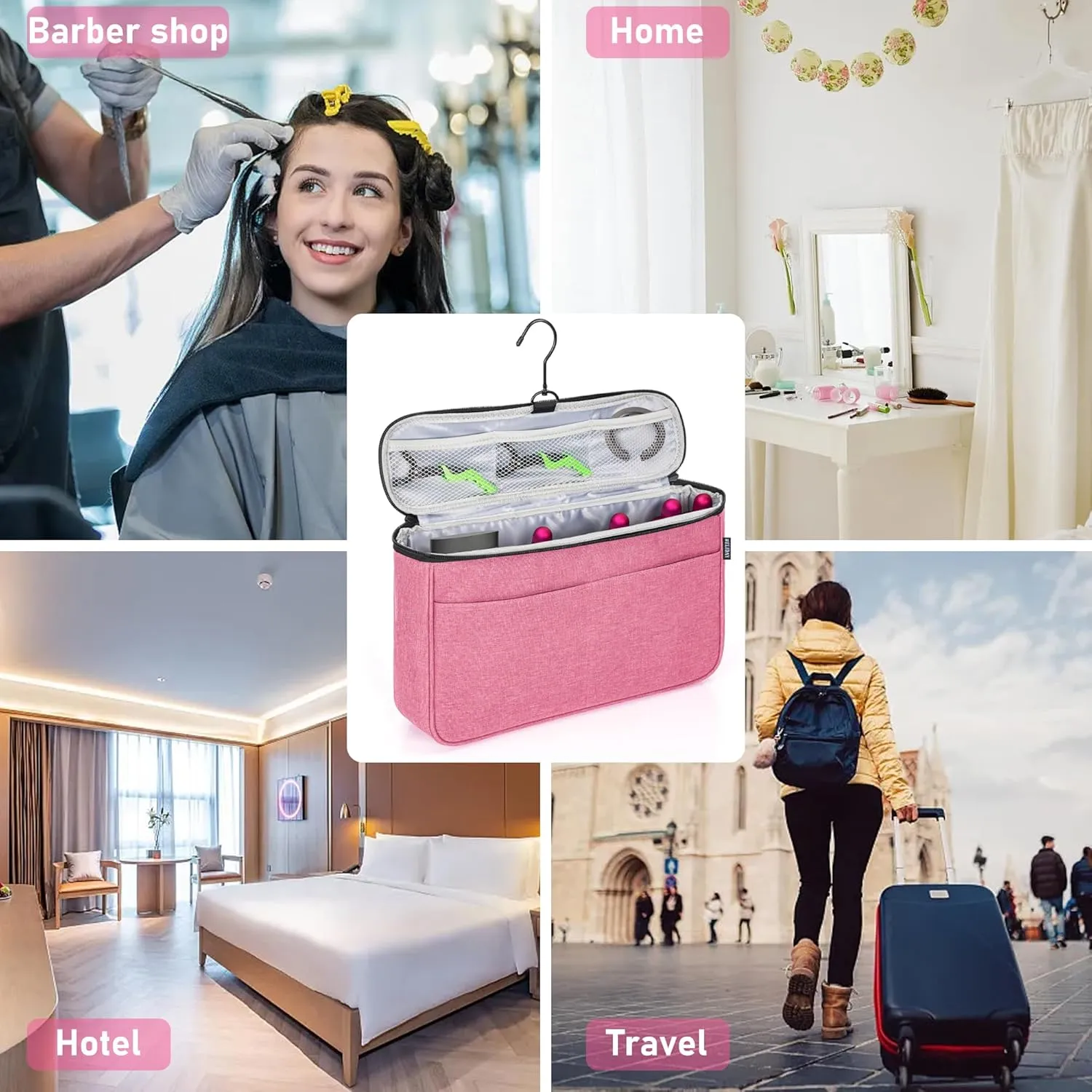 Travel Storage Bag Compatible with Dyson Airwrap Styler, Portable Travel Organizer for Hair Curler and Attachment with Multi-pockets