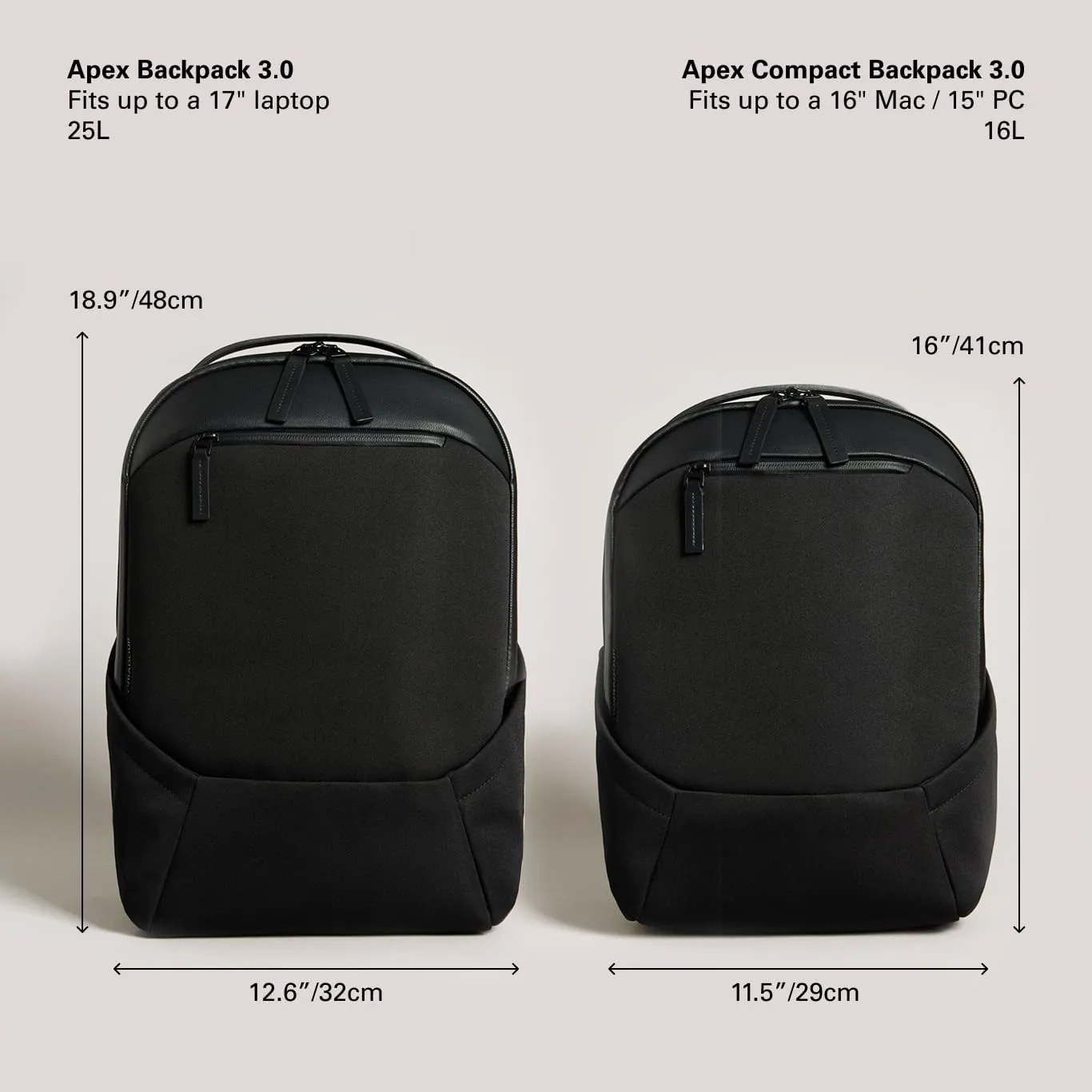 Troubadour Apex Compact Backpack 3.0 - Premium Waterproof Laptop Backpack Fits Up to 16" - Ergonomic Design for Work and Travel - Stylish Compact Backpack with 5-Year Guarantee - Black