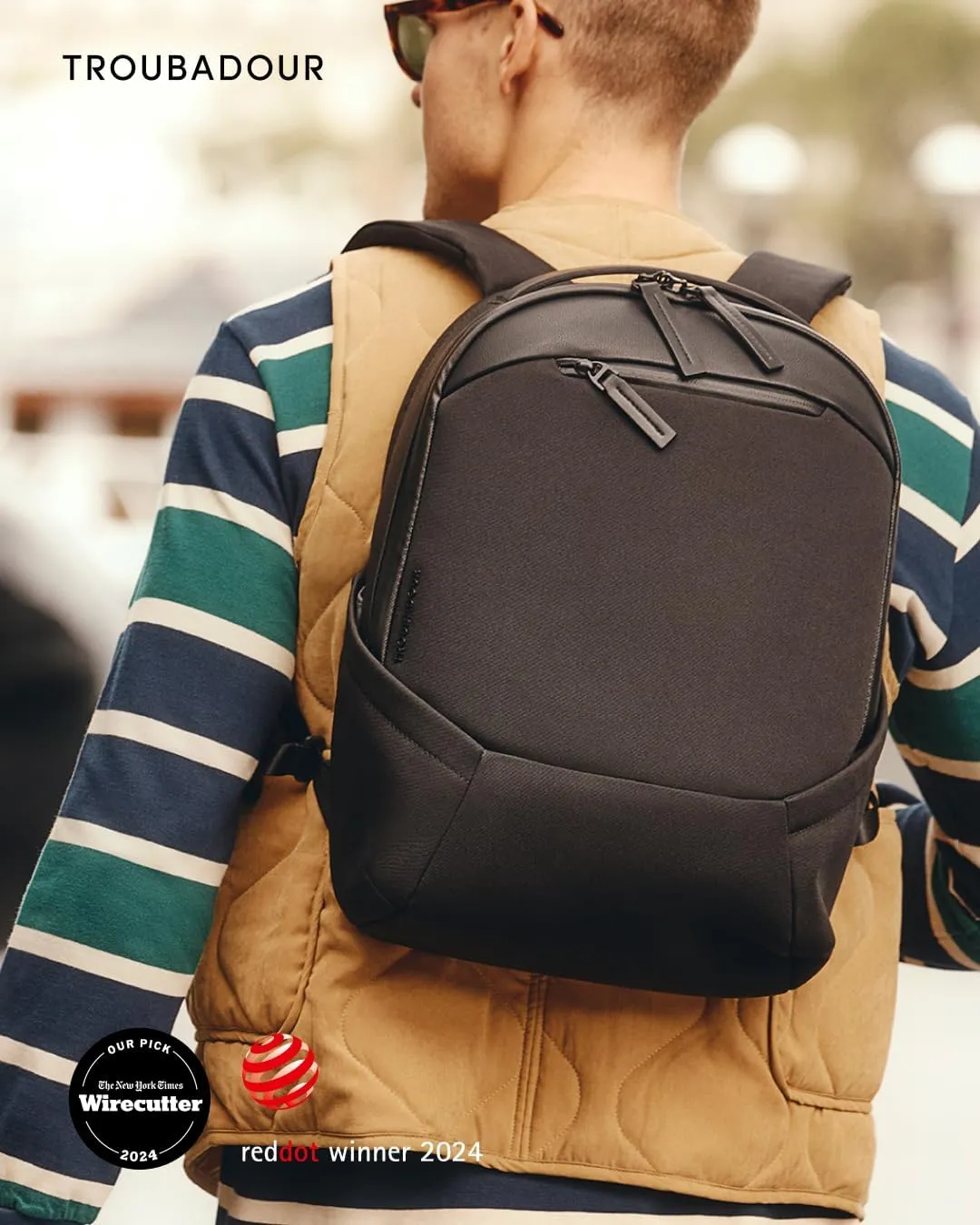 Troubadour Apex Compact Backpack 3.0 - Premium Waterproof Laptop Backpack Fits Up to 16" - Ergonomic Design for Work and Travel - Stylish Compact Backpack with 5-Year Guarantee - Black