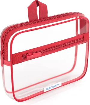 TSA Approved Toiletry Bag 3-1-1 Clear Travel Cosmetic Bag with Handle - Quart Size Bag with Zipper - Carry-on Luggage Clear Toiletry Bag for Liquids - Airport Airline TSA Compliant Color Red