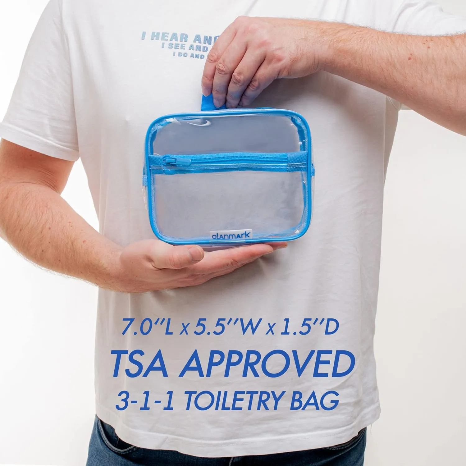 TSA Approved Toiletry Bag with Pocket - 311 Small Quart Size Cosmetic Case for Airport Liquids - Clear Makeup Pouch Transparent Plastic Zipper Organizer - PVC Travel Bags Grey