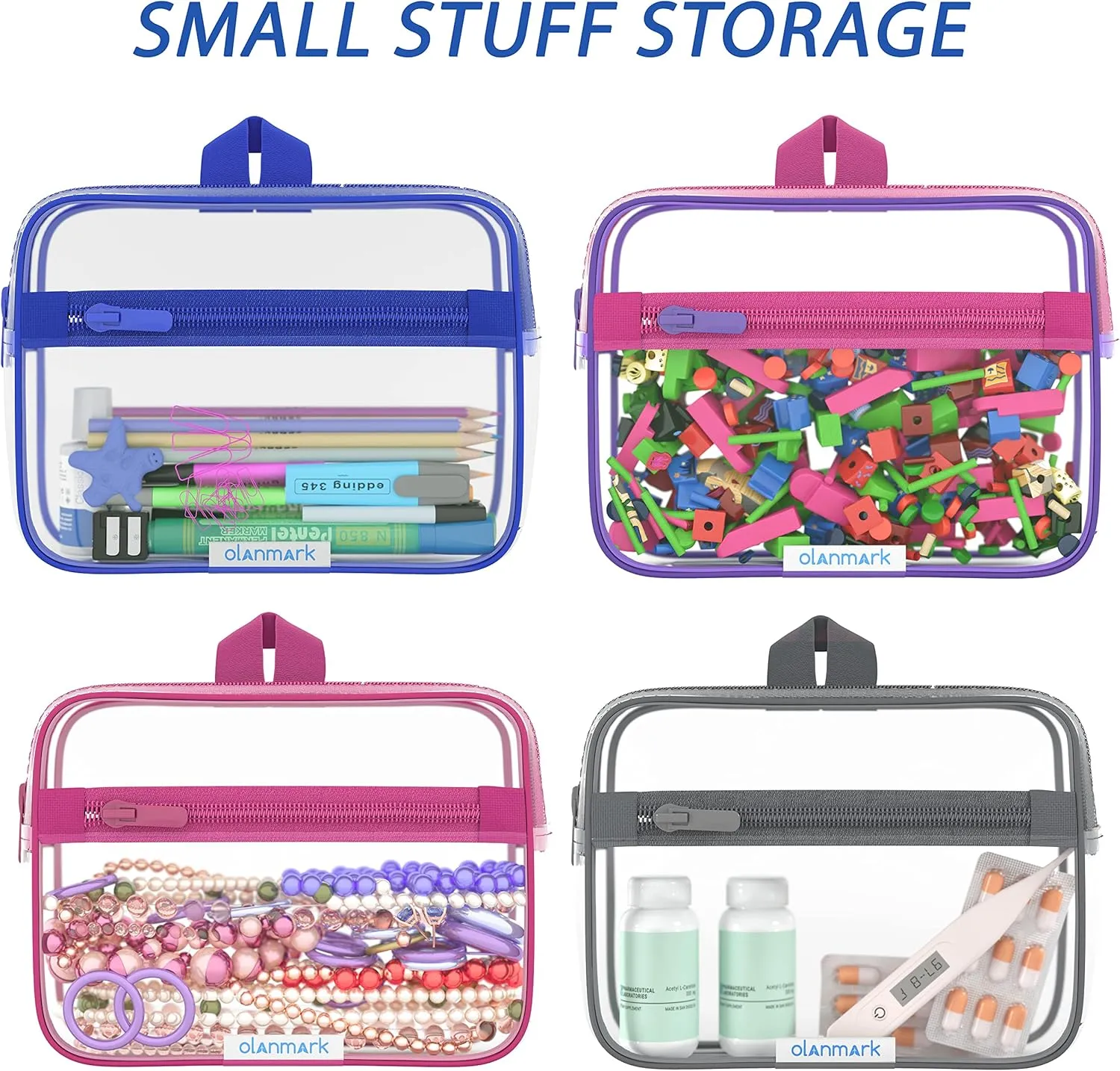 TSA Approved Toiletry Bag with Pocket - 311 Small Quart Size Cosmetic Case for Airport Liquids - Clear Makeup Pouch Transparent Plastic Zipper Organizer - PVC Travel Bags Grey