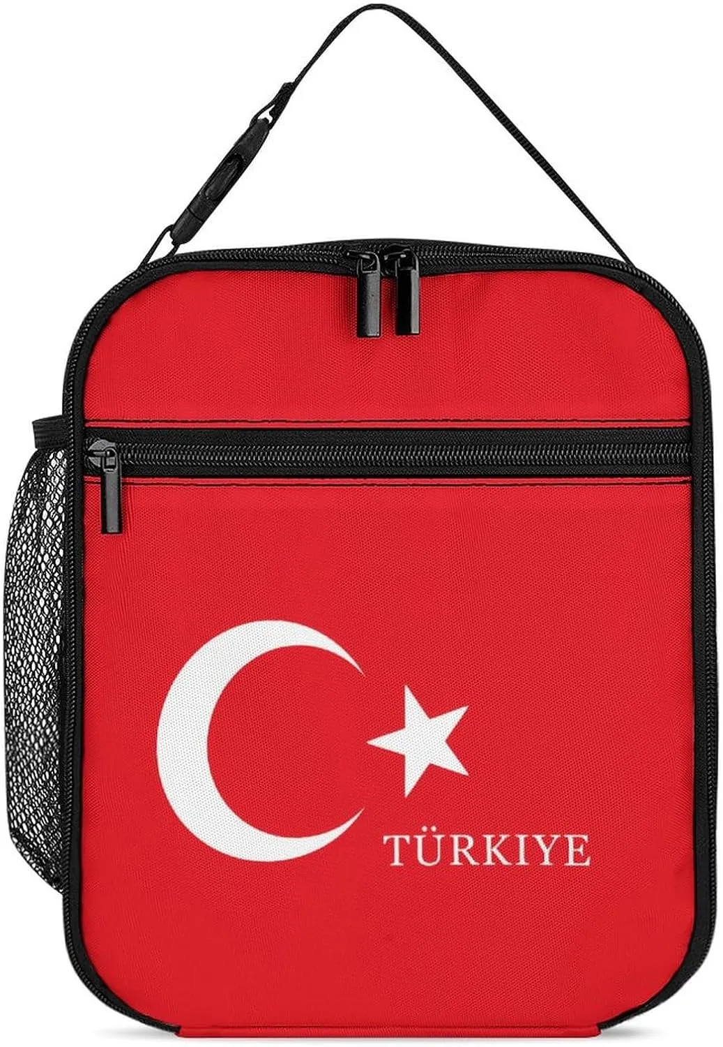 Turkey Turkish Flag of Türkiye Lunch Bag for Men Women Small Reusable Leakproof Insulated Lunch Box Adjustable Handbag