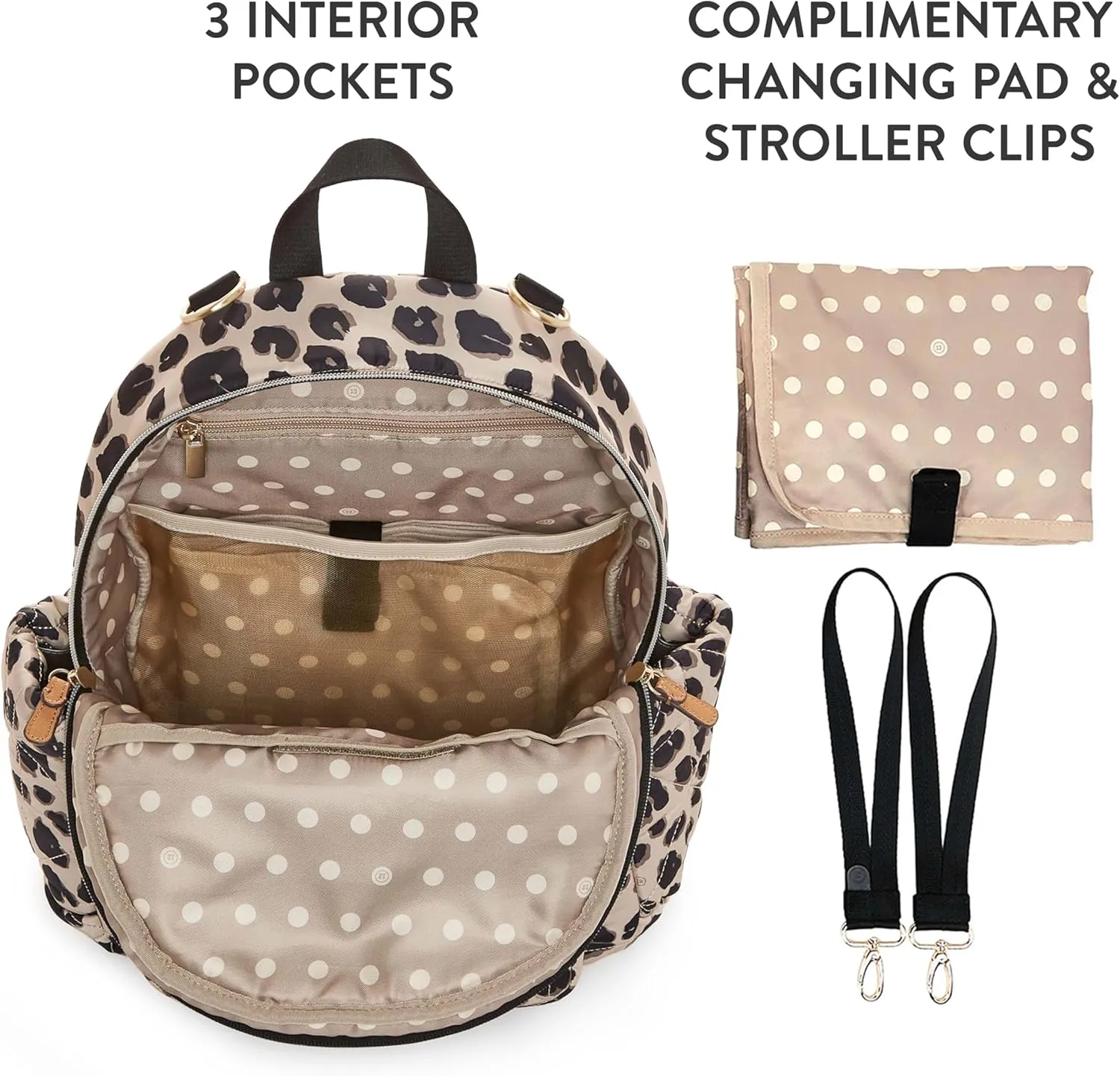 TWELVElittle Little Companion Diaper Bag Backpack 2.0 *NEW* with Changing Pad and Stroller Clips, Leopard