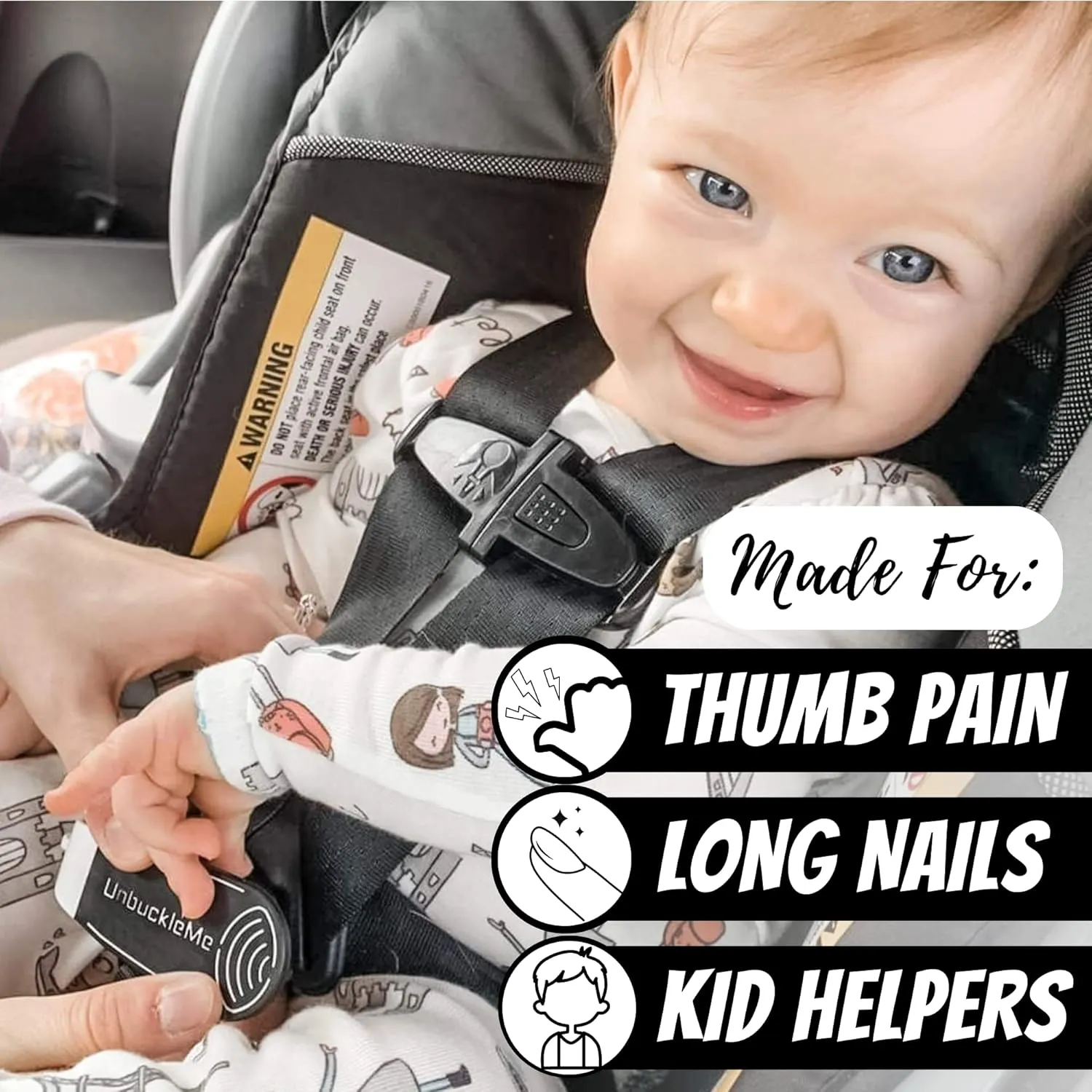 UnbuckleMe Car Seat Buckle Release Tool - Easy Opener Aid for Arthritis, Long Nails, Older Kids - Button pusher for infant, toddler, convertible 5 pt harness car seats - As Seen on Shark Tank (Red)