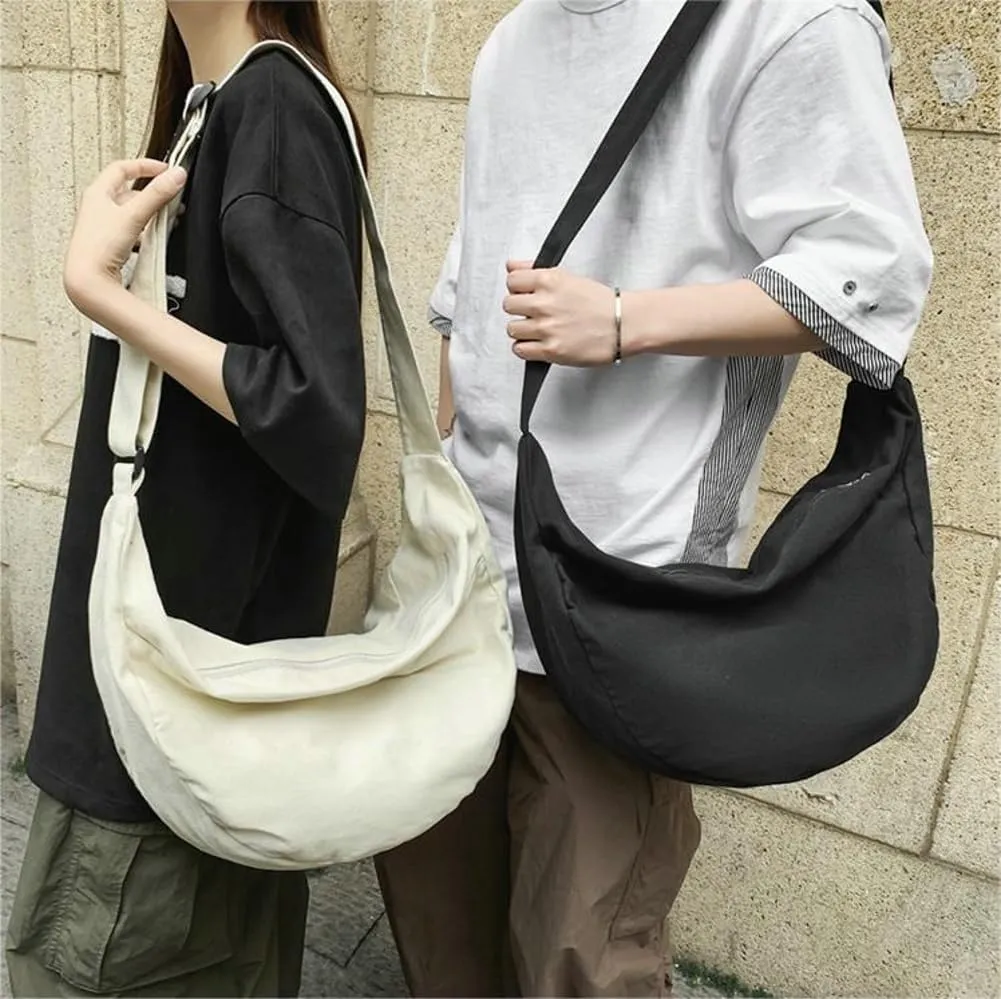 Unisex Messenger Bag Women's Men's Crossbody Bag Korean Version Simple Solid Color Dumpling Bag Large Capacity Couple Bag
