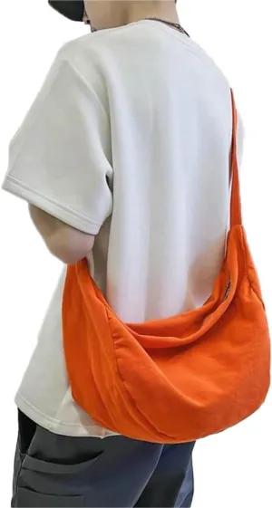 Unisex Messenger Bag Women's Men's Crossbody Bag Korean Version Simple Solid Color Dumpling Bag Large Capacity Couple Bag