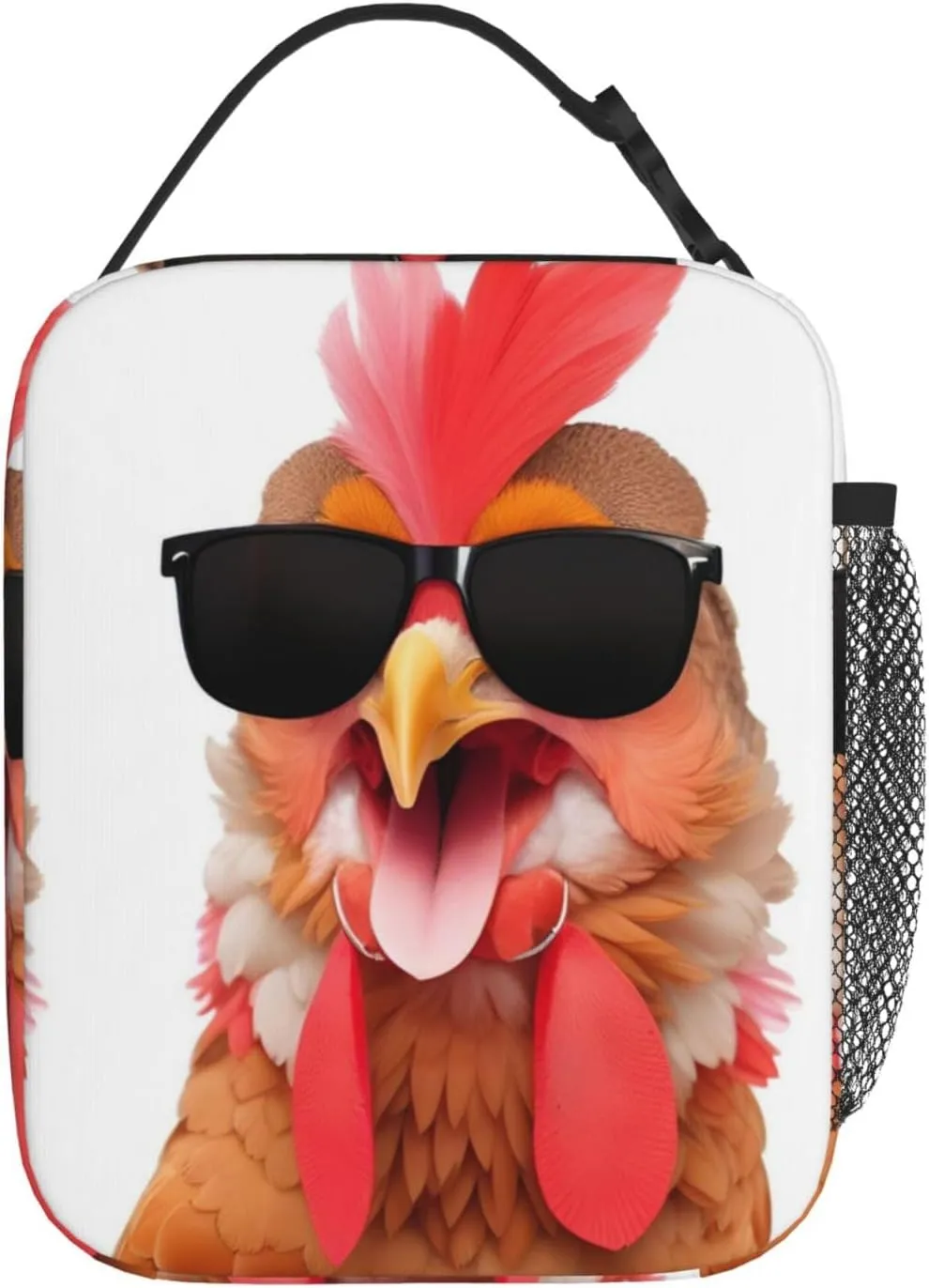 Unisex Travel Lunch Bags for Reusable Lunch Box Funny Lunch Cooler Bags for Work/Picnic/Office/Hiking/Outdoor/Camping/Fishing, for Chicken Sunglasses