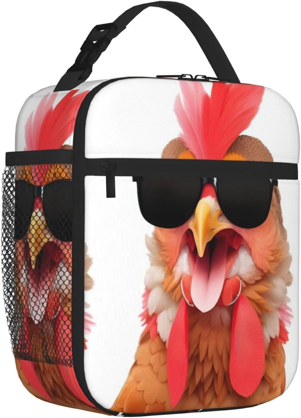 Unisex Travel Lunch Bags for Reusable Lunch Box Funny Lunch Cooler Bags for Work/Picnic/Office/Hiking/Outdoor/Camping/Fishing, for Chicken Sunglasses