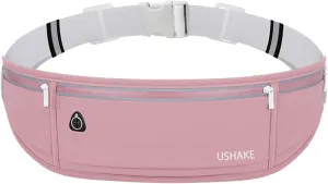 USHAKE Slim Running Belt, Workout Fanny Pack for Men Women,Exercise Waist Pack for Apple iPhone Holder, Runner Belt for Running Walking Cycling Camping Gym Red