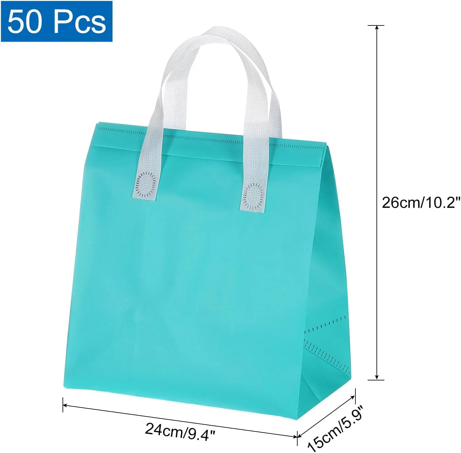 uxcell 50pcs Insulated Take Out Bags, 9.4" x 5.9" x 10.2" Insulated Take Away Bags Thermal Disposable Lunch Bags Disposable Cooler Bags for Hot Cold Food Catering Grocery Picnic Blue