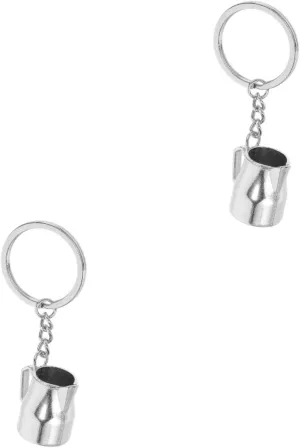 VALICLUD 2pcs Coffee Cup Keychain Coffee Frothing Pitcher Keychain Backpack Keychain Latte Art Pitcher Keychain